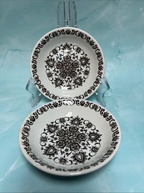 Vintage (1970's) Wood & Sons Eldorado fruits bowl Stylized Brown Floral Set of 2